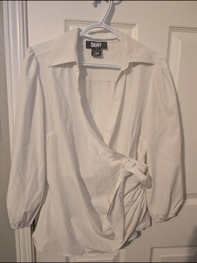 DKNY Cream Wrap Blouse